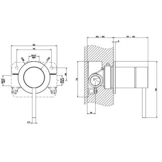 Встраиваемый смеситель для раковины Gessi Flessa 54019.299 чёрный матовый